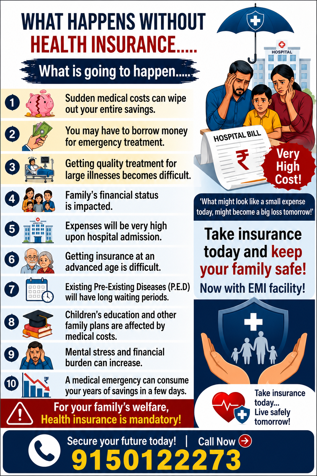 Infographic of 10 risks of not having health insurance