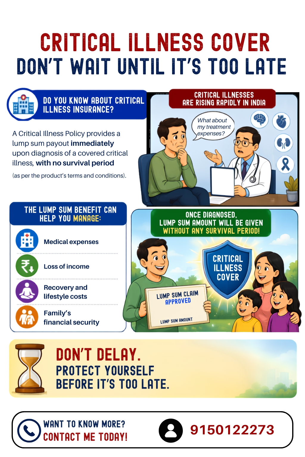 Critical Illness Cover poster — lump sum payout protects family finances